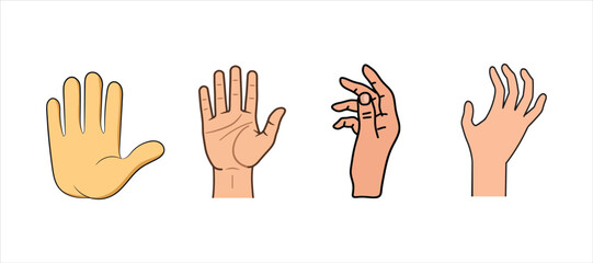 Obraz premium human hands icon hand drawn illustration on white background, hand icon vector set.