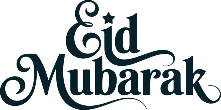 Elegant typographic design wishing 'eid mubarak' in a decorative script font on a white background Vector