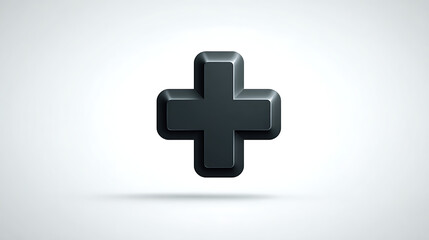 Obraz premium Black 3D Plus Sign on Light Background for Design Use