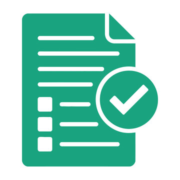 Green document checklist icon with checkmark