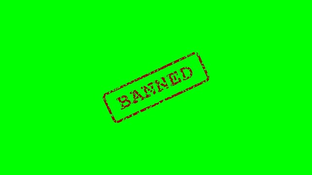 Banned Stamp on Green Screen Background.