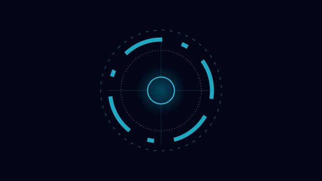 Futuristic Target Icon Animation on Dark Background.