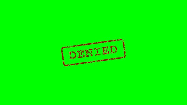 Denied Stamp on Green Screen Background.