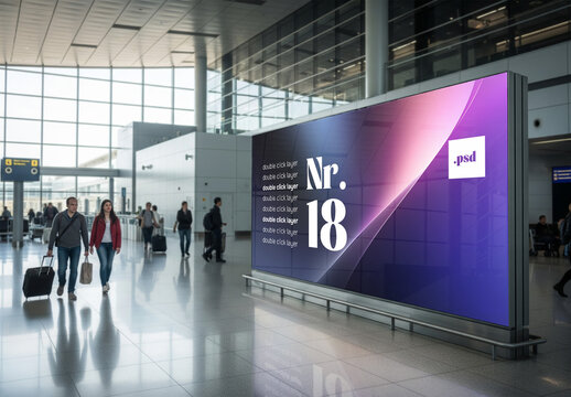 Airport or station terminal billboard advertising mockup