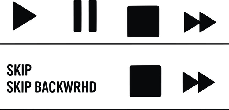 Media player control icons and skip buttons