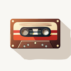 Naklejka premium Retro Audio Cassette Tape Illustration Showcasing Vintage Music Technology with Stylized Design and Distinct Shadow