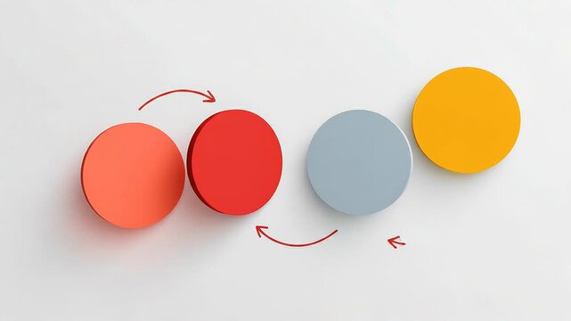 Color Transition Process Discs Demonstrating Structured Business Cycle Optimization and Continuous Improvement.