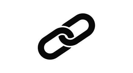 A simple black chain link icon against a white background silhouette