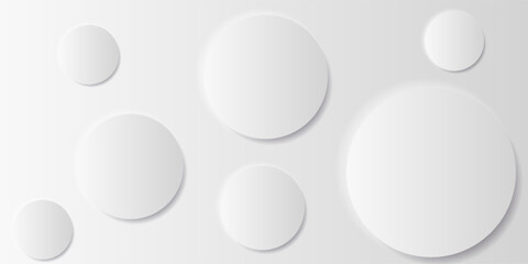 A clean, modern background showcases an arrangement of white circles with soft