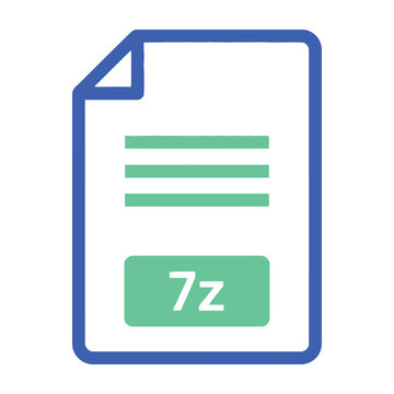 7z file icon blue outline document with green lines and 7z label file format symbol