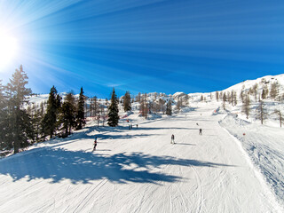 Nassfeld Ski Resort in Winter with Skiers on the Slopes, Austria