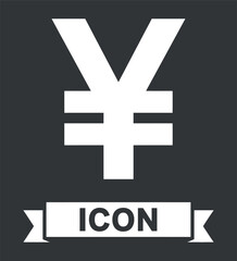 Obraz premium White Yen Currency Symbol Vector Icon on Dark Gray Background for Finance, Business, and Global Economy Concepts