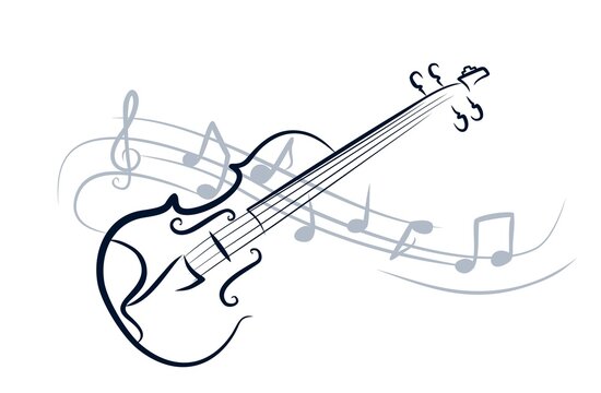 A violin symbol with music notes.
