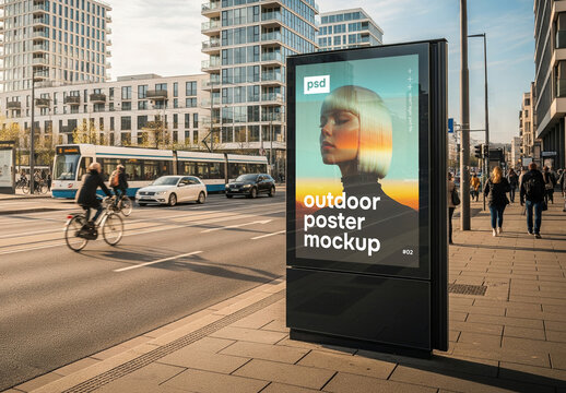Outdoor city billboard advertising mockup