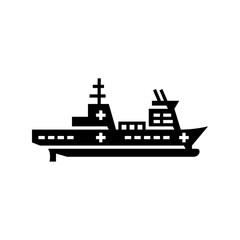Obraz premium Hospital ship glyph icon. Hospital ship solid illustration.