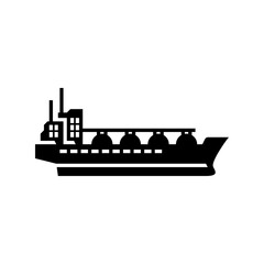 Fototapeta premium LNG ship glyph icon. tanker ship black solid illustration.