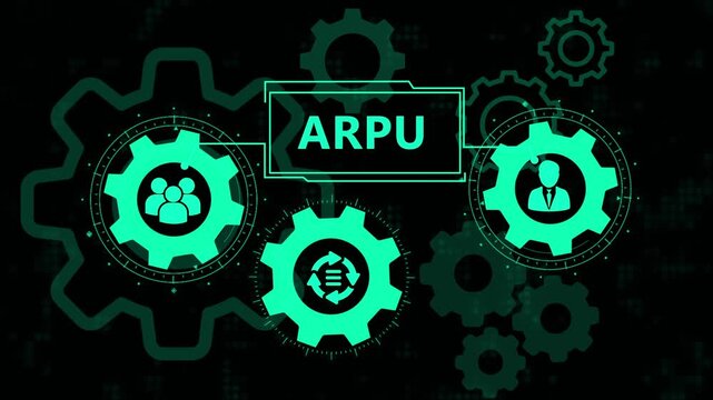 ARPU Business Process Automation and Digital Strategic Management Concepts, Innovative Corporate Technology Integration and Conceptual Enterprise System Optimization with Workflow Efficiency Graphic.