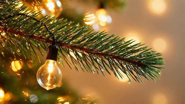 Christmas tree branch with lights