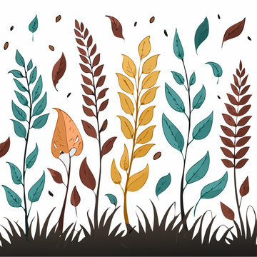 Colorful leaves on tall plants growing.