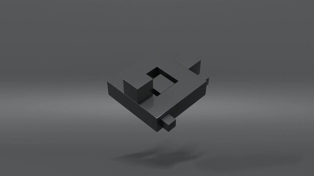 Abstract 3D Rotating Geometry: Seamless Motion Background with Cubic Shapes in Black Monochrome