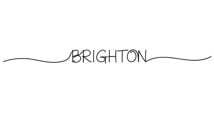 Brighton handwritten script with decorative lines on white background. No editable strokes