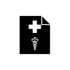 Obraz premium Medical report icon with cross and caduceus.