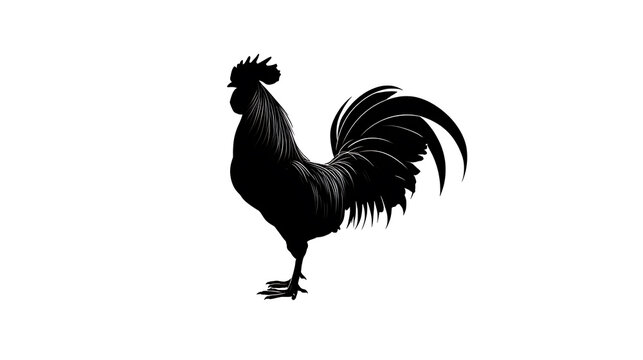 A proud rooster standing tall in monochrome. The rooster is the king of the farm. 