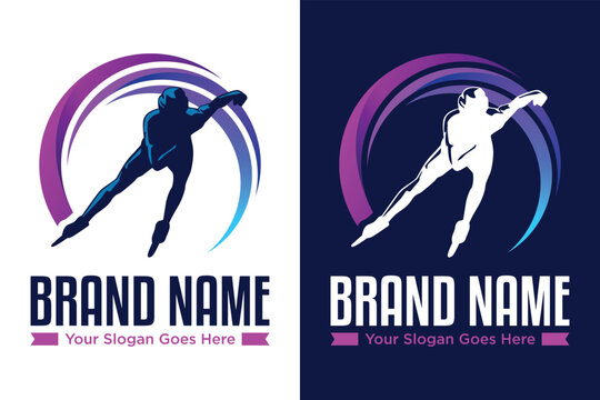 Inline Skating sport illustration vector logo design