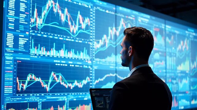 Businessman analyzing financial data