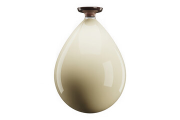 Obraz premium Elegant beige glass vase with brown rim and shiny finish on White background 