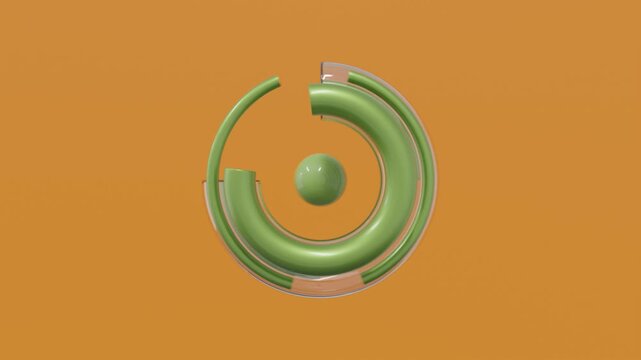 Abstract 3D background inspired by minimalist orange and green aesthetics combining rhythm, symmetry, and spatial geometry for balanced and sophisticated visual depth.