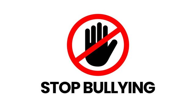 Stop Bullying Sign with Prohibited Hand Symbol &ndash; Anti Bullying Awareness animation.  Transparent background. 4K resolution