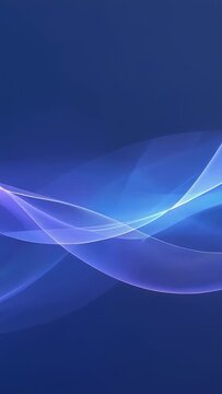 Vertical video: Shifting sheer ribbon waves moving right across navy phone wallpaper with cyan glow