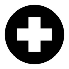 Obraz premium White plus sign on black circle background.