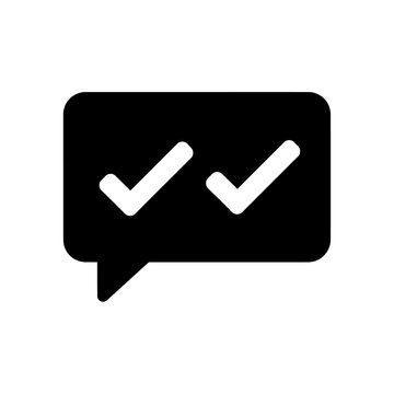 Double Check Mark in Speech Bubble Icon.