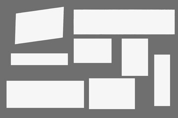 Realistic set of ripped white paper sheets png isolated on transparent background. Vector illustration of torn blank pages with uneven texture edges. Damaged letter, document mockup, newspaper cutout