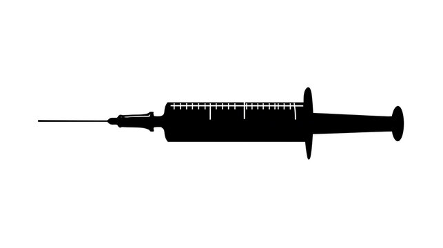 Silhouette of a medical syringe, a tool for administering injections