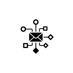 Email marketing automation and distribution network concept.