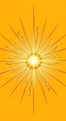 Fototapeta premium A bright, shining sun radiating warmth and energy against a yellow backdrop