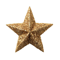 Golden Glitter Star Ornament Isolated on Transparent PNG Background &ndash; Luxury Festive Decoration