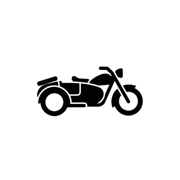 Motorcycle with Sidecar Silhouette for Transportation Icon.