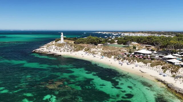 Aerial Views of Pinky Beach Rottnest Island Perth WA 4K