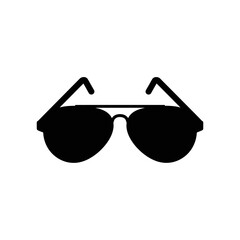 Aviator sunglasses icon with black lenses.