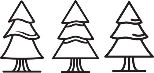 Fototapeta premium Group of stylized evergreen trees in line