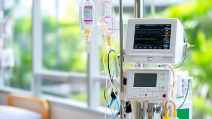 Medical Nurse Station with Devices and Charts in a Bright Room Setting