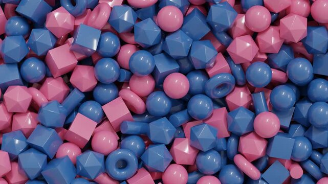 Seamless Abstract 3D Motion Background with Blue Pink Shapes