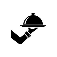 Elegant Food Service - Hand Holding Covered Dish Illustration.