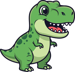 Fototapeta premium Cute Green Cartoon Dinosaur Character Mascot Illustration Isolated White Background