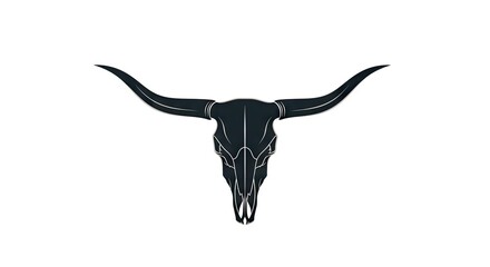 Fototapeta premium Silhouette of a longhorn skull on a white background for design projects
