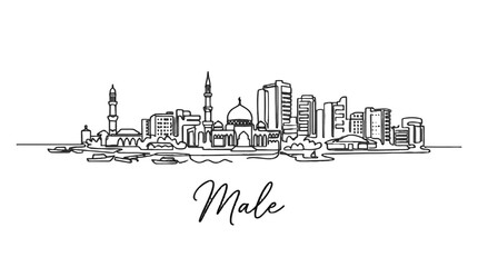 Fototapeta premium Minimalist Line Drawing of a Modern Urban Cityscape with Elevated Perspective and Elegant Typeface for Male Category Usage